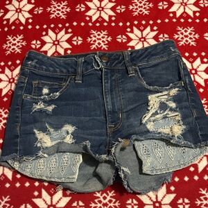 American Eagle Outfitters Blue Distressed Jean Shorts